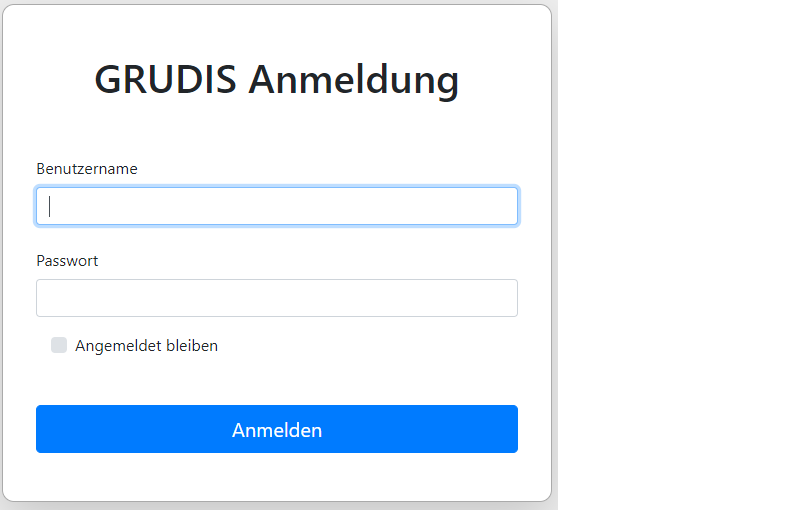 Eingabefenster zur Anmeldung bei GRUDIS
